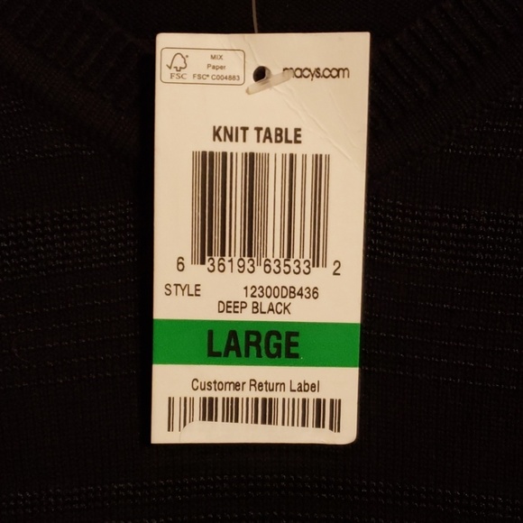 Alfani NWT deep black sweater light vneck - Picture 3 of 5